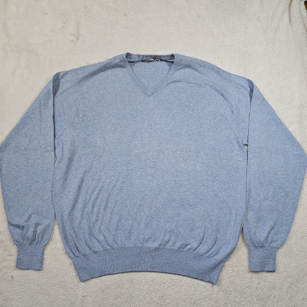 Peter Millar Cotton And Cashmere Blend V-Neck Sweater Classic Size XL